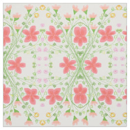 Rosa Coral och Peach Flowered Tyg
