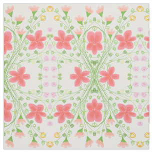 Rosa Coral och Peach Flowered Tyg