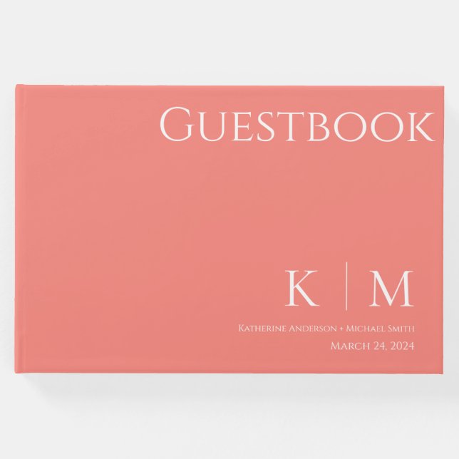 Rosa Coral och White-Bröllop Gästböcker (Framsida)