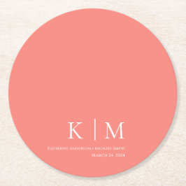 Rosa Coral och White-Bröllop Papper Underlägg