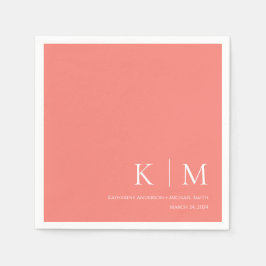 Rosa Coral och White-Bröllop- Pappersservett