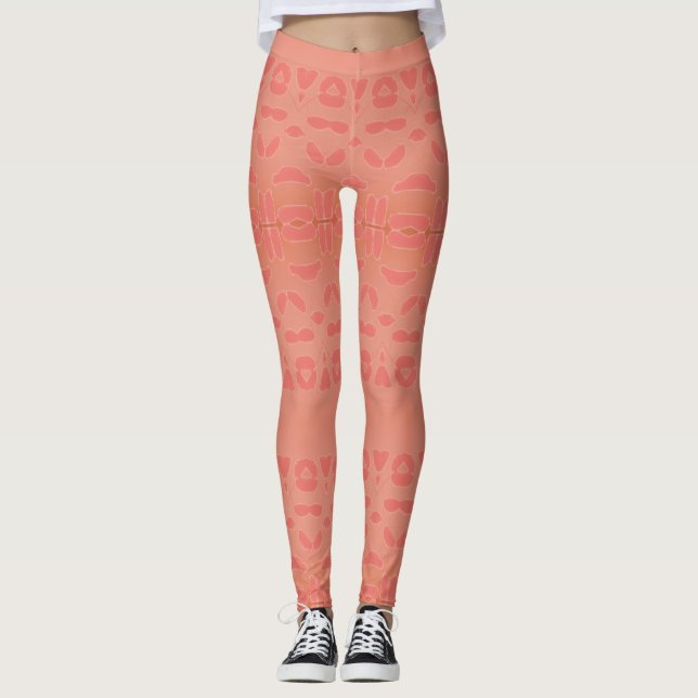 Rosa Coral Patterned Dam Leggings (Framsida)