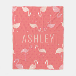 Rosa Coral Red Flamingo Pattern Personlig Fleecefilt