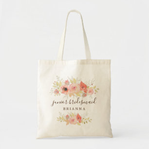 Rosa Coral Ro Blommigt Junior Bridesmaid Tygkasse