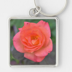 Rosa Coral Ro Nature Fotography Flower Plant Fyrkantig Silverfärgad Nyckelring