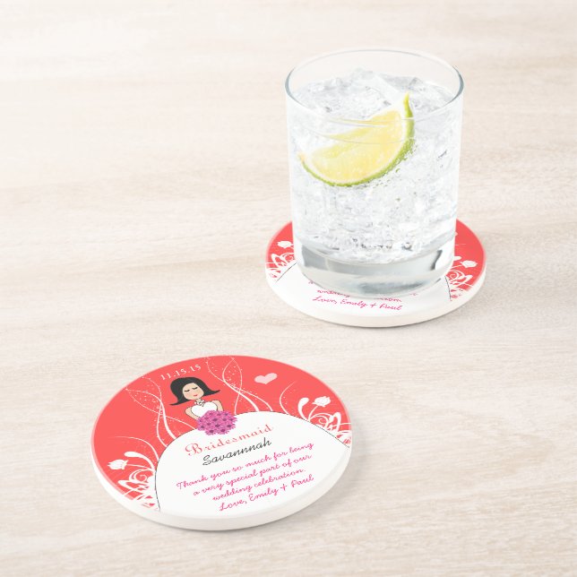 Rosa & Coral Side Part Bridesmaid Gown Underlägg (Sidan)