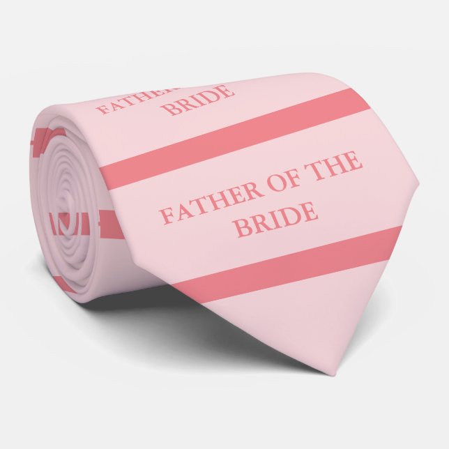 Rosa Coral Stripe Far of BRIDE/GROOM Neck Tie Slips (Rullad)