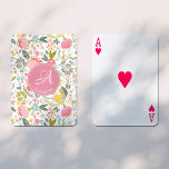 Rosa Coral Watercolor Blommönster Monogram Namn Casinokort<br><div class="desc">Romantisk chic feminin-anpassningsbar spelkort med vår vattenfärgsfärgad blek  rosa,  koral,  gult,  blått och grönt handmålade blommor och löv. Anpassa den med ditt monogram och namn i ett elegant redigerbart skript med calligraphy-typsnitt!                kan vara en söt anpassad födelsedagspresent för din flickvän,  vän,  dotter,  syster,  brud eller maid of honor.</div>