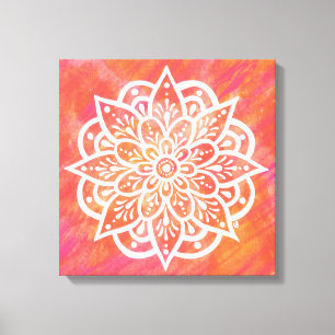 Rosa Coral White Mandala Watercolor Canvastryck
