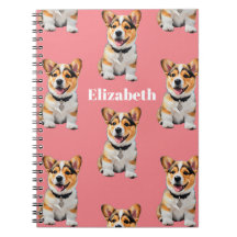 Rosa Corgi Anteckningsbok Anpassningsbar Vit Text