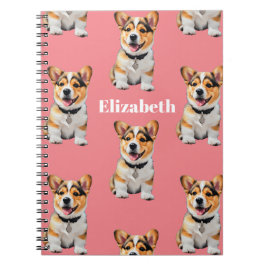 Rosa Corgi Anteckningsbok Anpassningsbar Vit Text