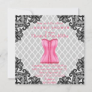 Rosa Corset & Black Snöre Lingerie Möhippa Inbjudningar