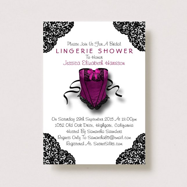 Rosa Corset & Black Snöre Lingerie Shower Inbjudningar (Skapare uppladdad)