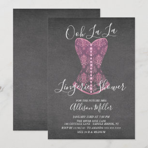 Rosa Corset Lingerie Inbjudningskort för möhippan
