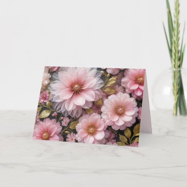 Rosa Cosmos Birthday Kort (Framsida)