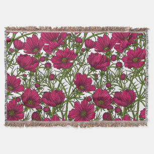Rosa Cosmos blommor Filt