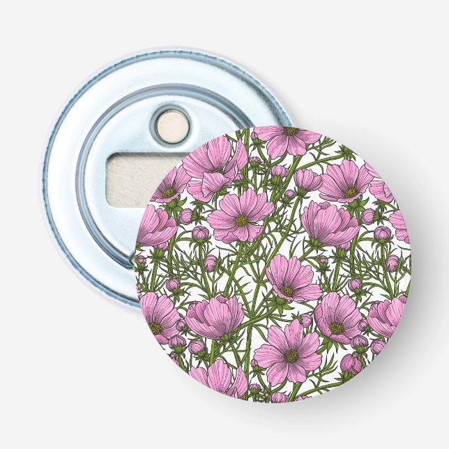 Rosa Cosmos blommor Flasköppnare (Framsidan)