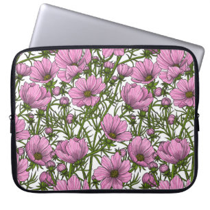 Rosa Cosmos blommor Laptop Fodral