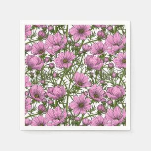 Rosa Cosmos blommor Pappersservett
