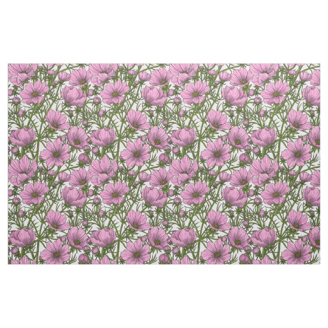 Rosa Cosmos blommor Tyg (Fat Quarter)