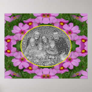 Rosa Cosmos Daisy Flowers Ram Lägg till ditt foto Poster