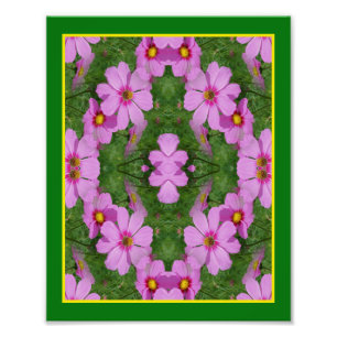 Rosa Cosmos Daisy Flowers Spegel Abstrakt 8x10 Fototryck