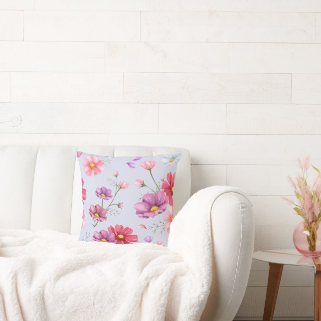 Rosa Cosmos Flower Mönster Kudde (Soffa)