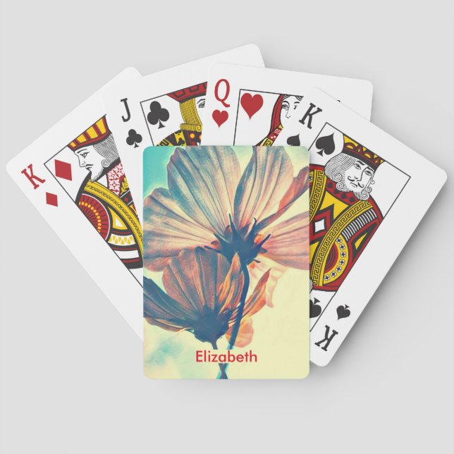 Rosa Cosmos Flower Namn Casinokort (Baksidan)