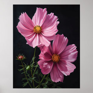 Rosa Cosmos Flowers Art Print Poster
