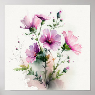 Rosa Cosmos Flowers Art Print Poster