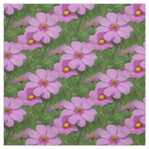 Rosa Cosmos Flowers Nature Blommönster Tyg