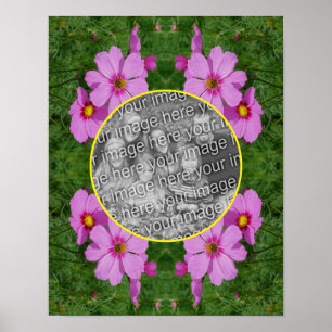 Rosa Cosmos Flowers Ram Lägg till ditt eget foto Poster