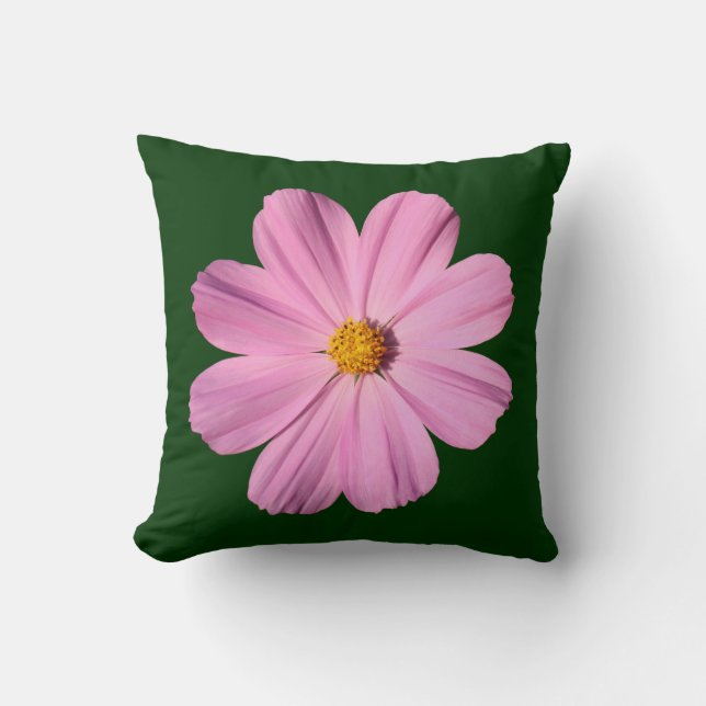 Rosa Cosmos - Mörk grönt Kudde (Framsida)