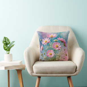 Rosa Cosmos Watercolor Kudde