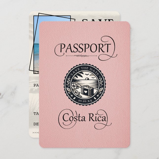Rosa Costa Rica-pass Spara Datumet (Fram/baksida)