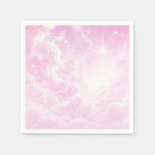 Rosa Cotton Candy Clouds Starry Himmel Födelsedags Pappersservett