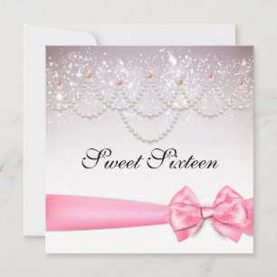Rosa Cotton Candy Sparkles Sweet sixteen Inbjudningar