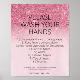 Rosa Covid Health Safety Glitter Hair Salon Poster