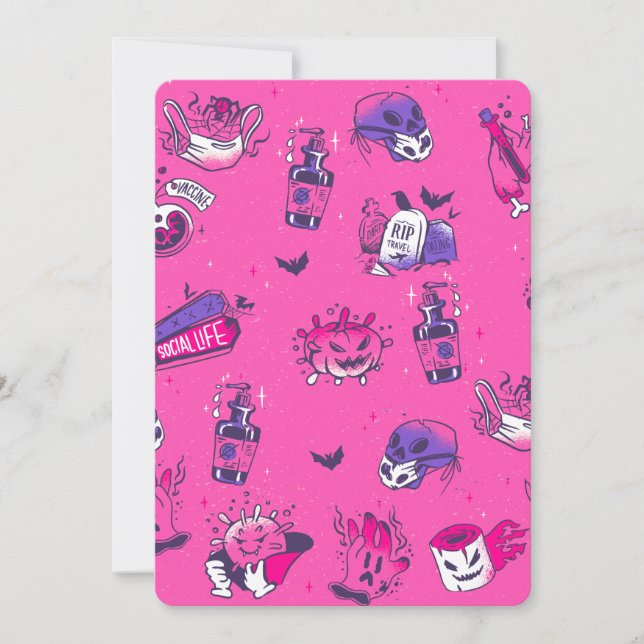 rosa covid-smitta halloween kuslig inbjudningar (Framsida)