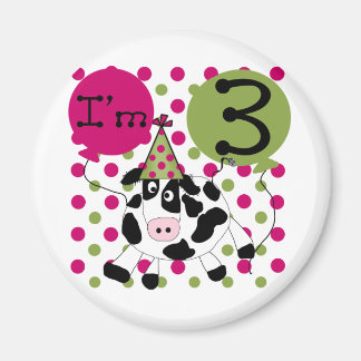 Rosa Cow 3:e födelsedagskjortor och gåvor Magnet
