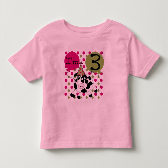 Rosa Cow 3:e födelsedagskjortor och gåvor Tee Shirt (Framsida)