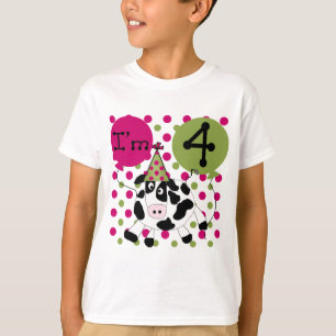 Rosa Cow 4e födelsedagen Tshirts och presenter