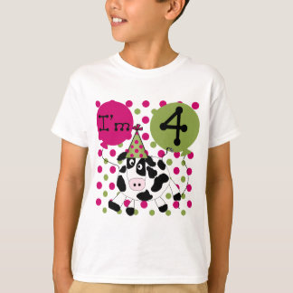 Rosa Cow 4e födelsedagen Tshirts och presenter