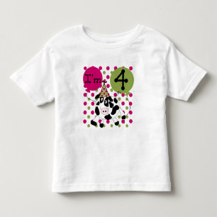 Rosa Cow 4e födelsedagen Tshirts och presenter