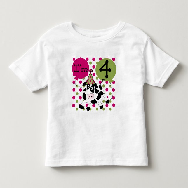 Rosa Cow 4e födelsedagen Tshirts och presenter (Framsida)