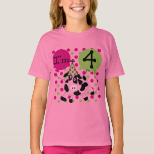 Rosa Cow 4e födelsedagen Tshirts och presenter