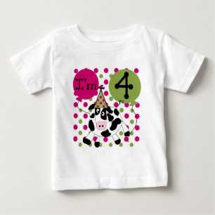 Rosa Cow 4e födelsedagen Tshirts och presenter