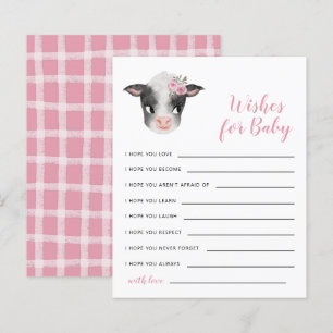 Rosa Cow Önskemål för Baby-kort