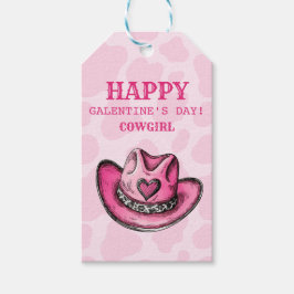 Rosa Cow Skriv ut Western Cowgirl Hat Gift-Märkre Presentetikett