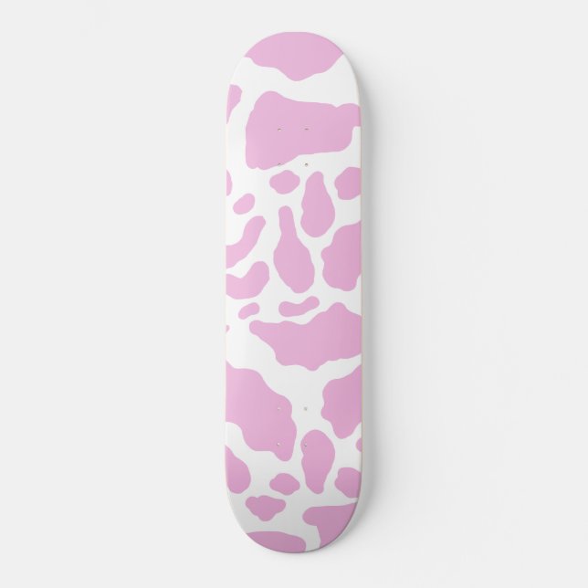 Rosa Cow Spots Animal Print Mönster Mini Skateboard Bräda 18,5 Cm (Framsida)